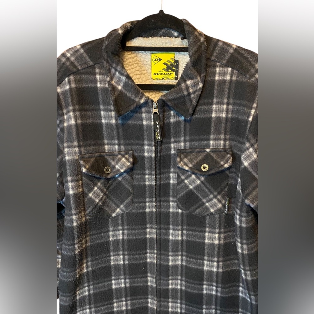 Dunlop Black and Gray Utility Plaid Jacket Size Large - Picture 4 of 7